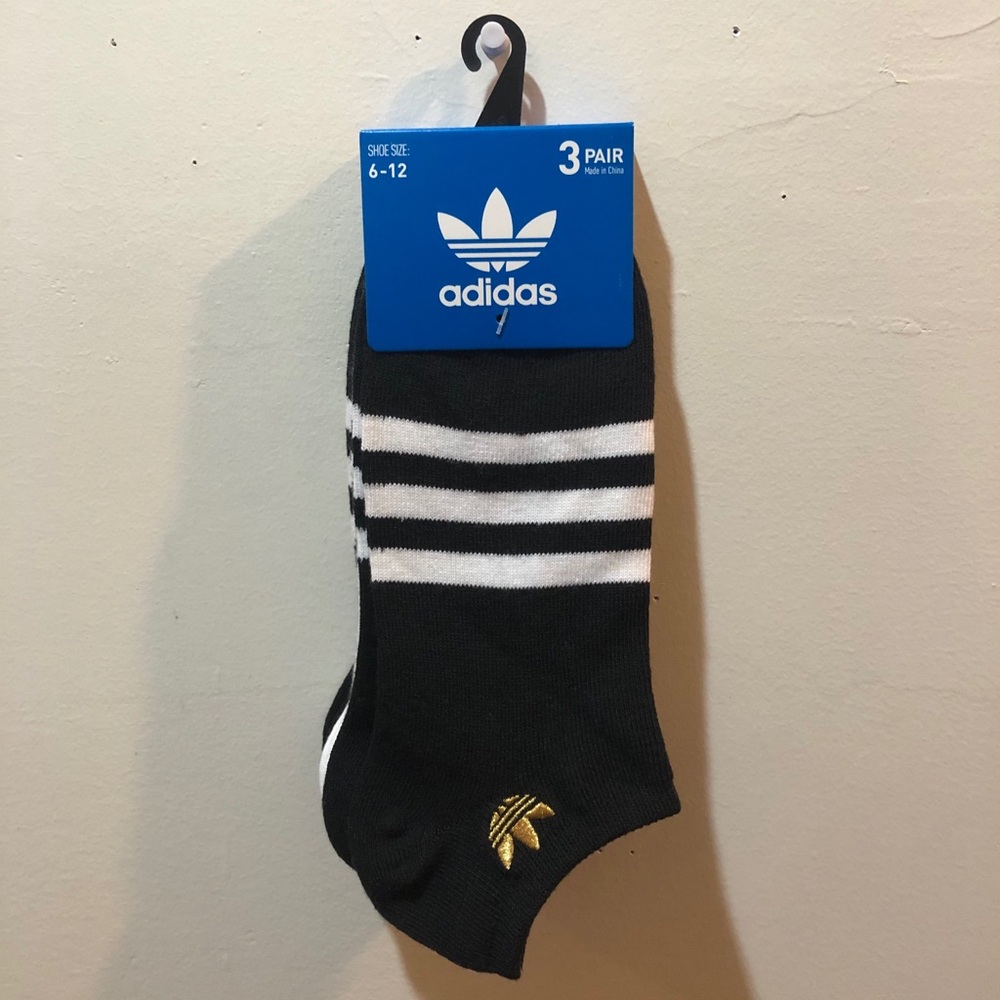 Adidas 3 Pair No-Show Socks, Shoe Size 6-12